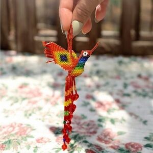 Handmade Guatemalan Beaded Hummingbird Ornament Gift Decoration Sun Catcher